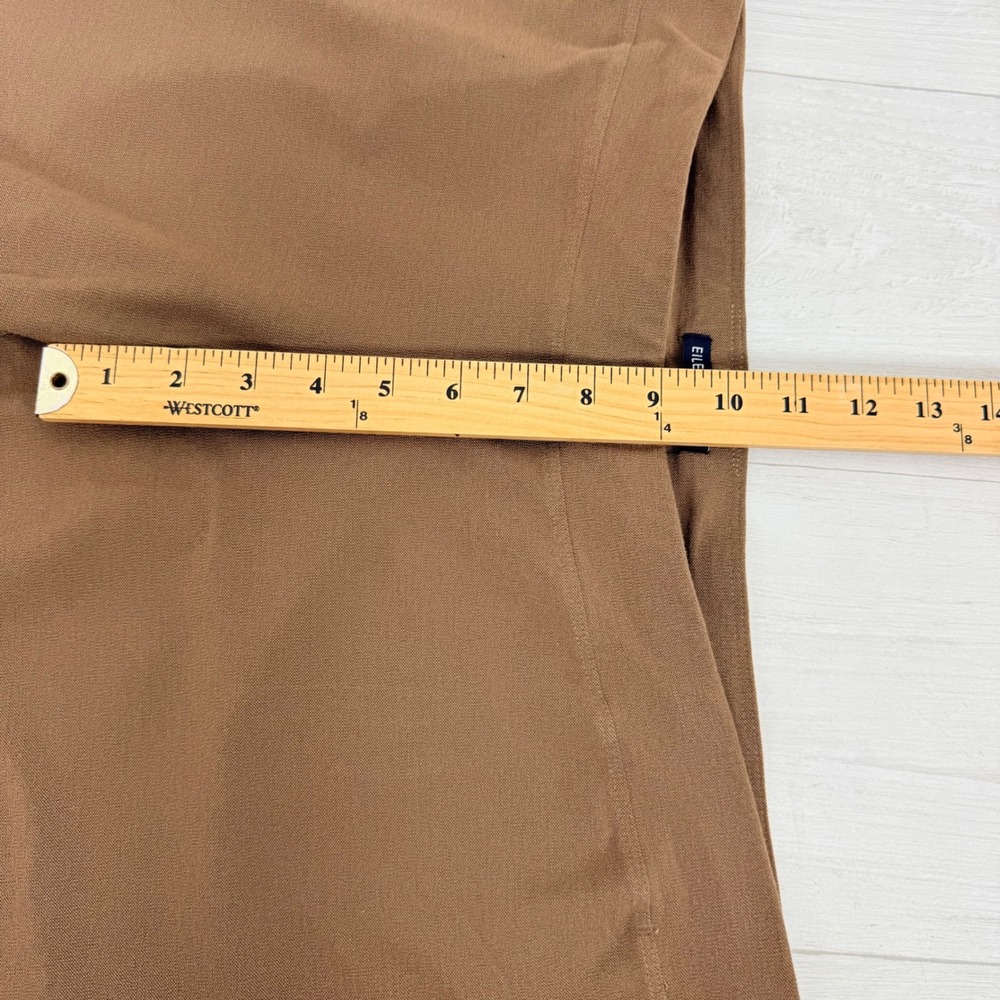 Eileen Fisher Washable Stretch Crepe Ankle Pants Women L Brown Pull On Neutral - Picture 12 of 15